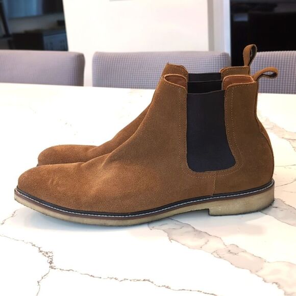 The Men's Store at Bloomingdale's Chelsea Boots Tan Suede Pull On Size 13 - Picture 2 of 9